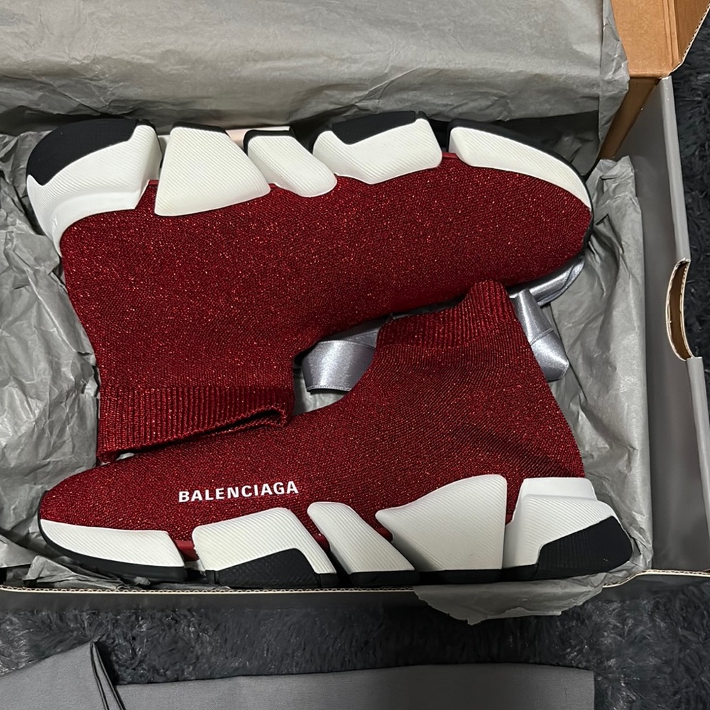Balenciaga Red Knit Sneakers